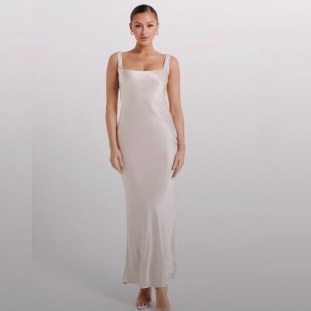 NWT Meshki Ensley Satin Maxi Dress - Champagne XS